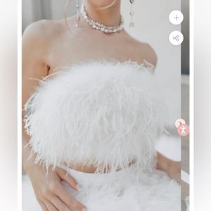 Untamed Petals- White feather crop top